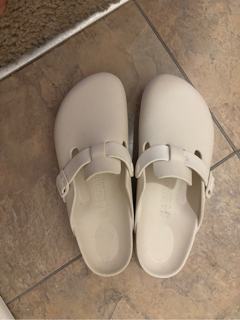 Birkenstock White Slip-On Clogs with Adjustable Strap